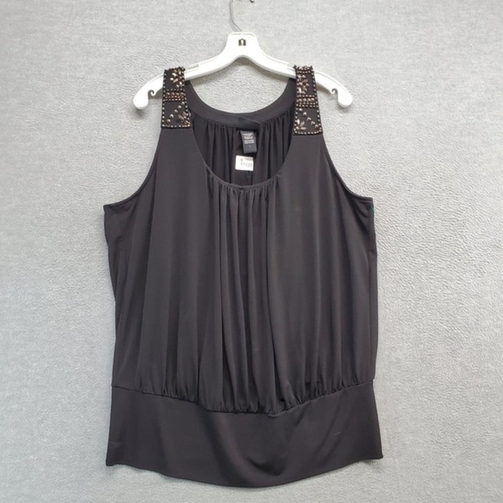 Torrid‎ Women Top 1X Black Rhinestone Bubble Hem Crop Sleeveless Tank Dressy